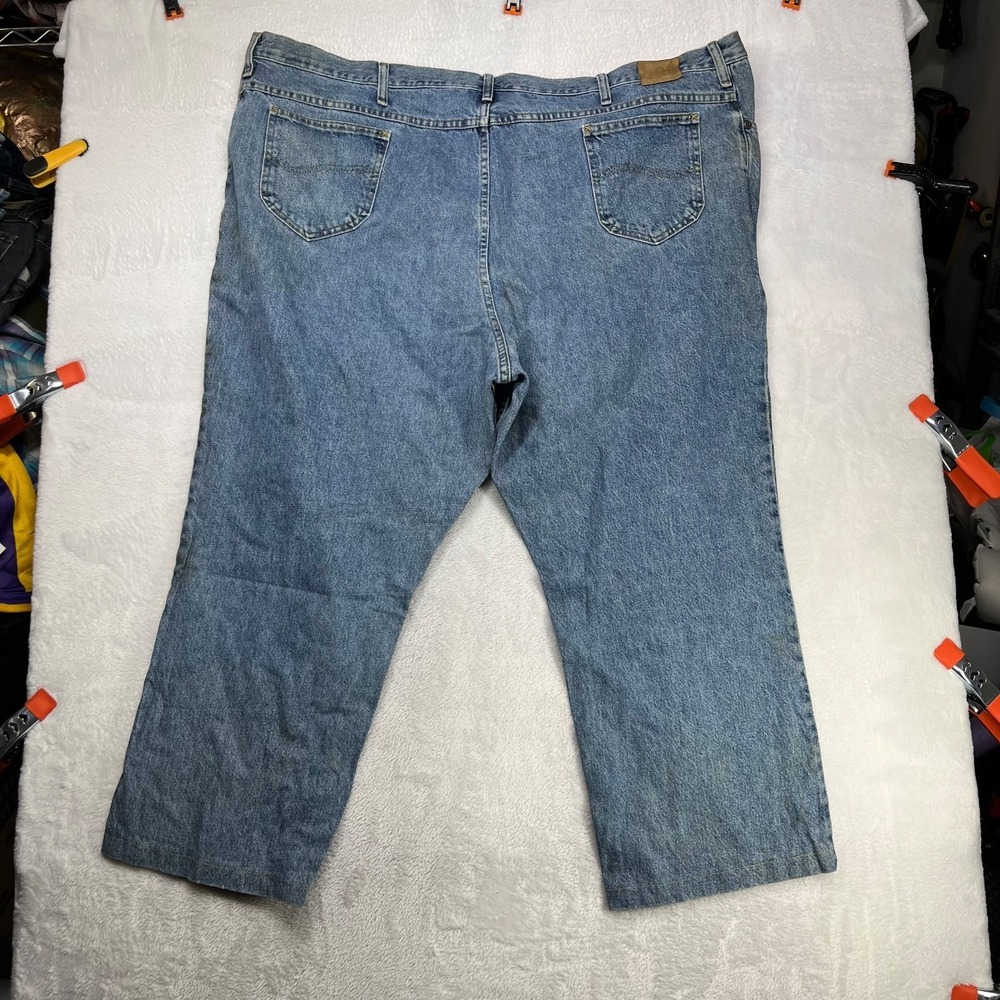 Lee Straight Leg Jeans Mens Blue Denim High Rise Pockets Classic Zip Fly - 50X27 - Picture 2 of 13